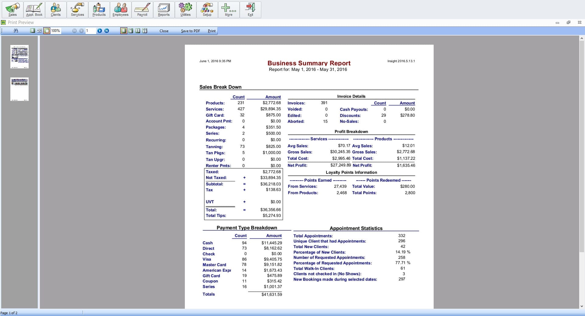 Business Summary Report
