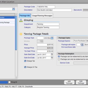 Insight Software Management Tanning Packages Screen Shot