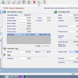 payroll screen shot Canadian income tax reductions